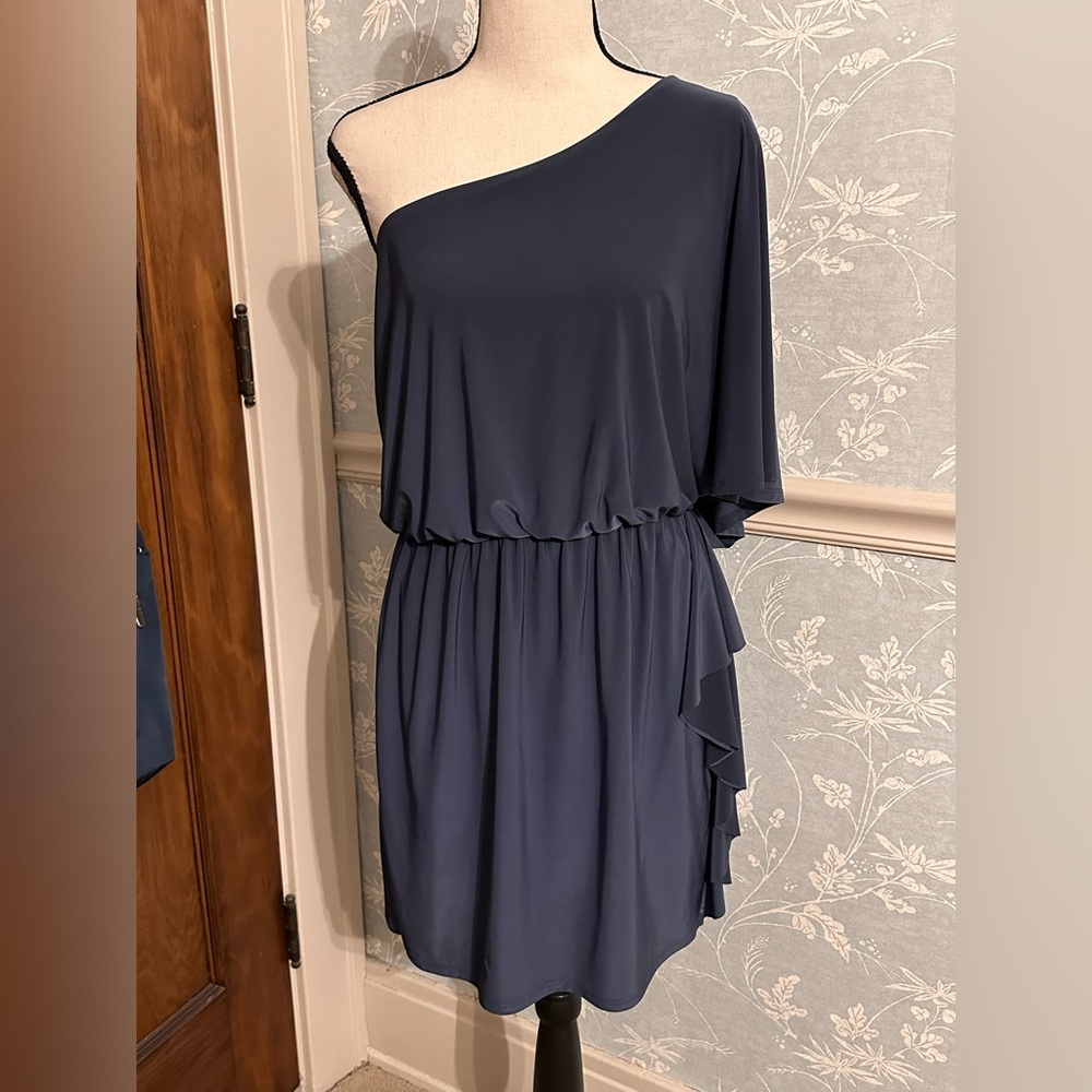 Nine & Co. One-Shoulder Dress in Deep Blue